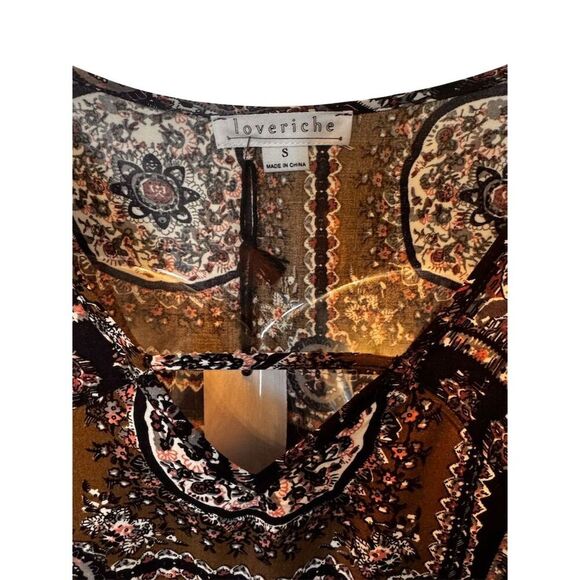 Loveriche Women's Bohemian Paisley Maxi Dress w/ Red Belt Size S - Picture 4 of 12